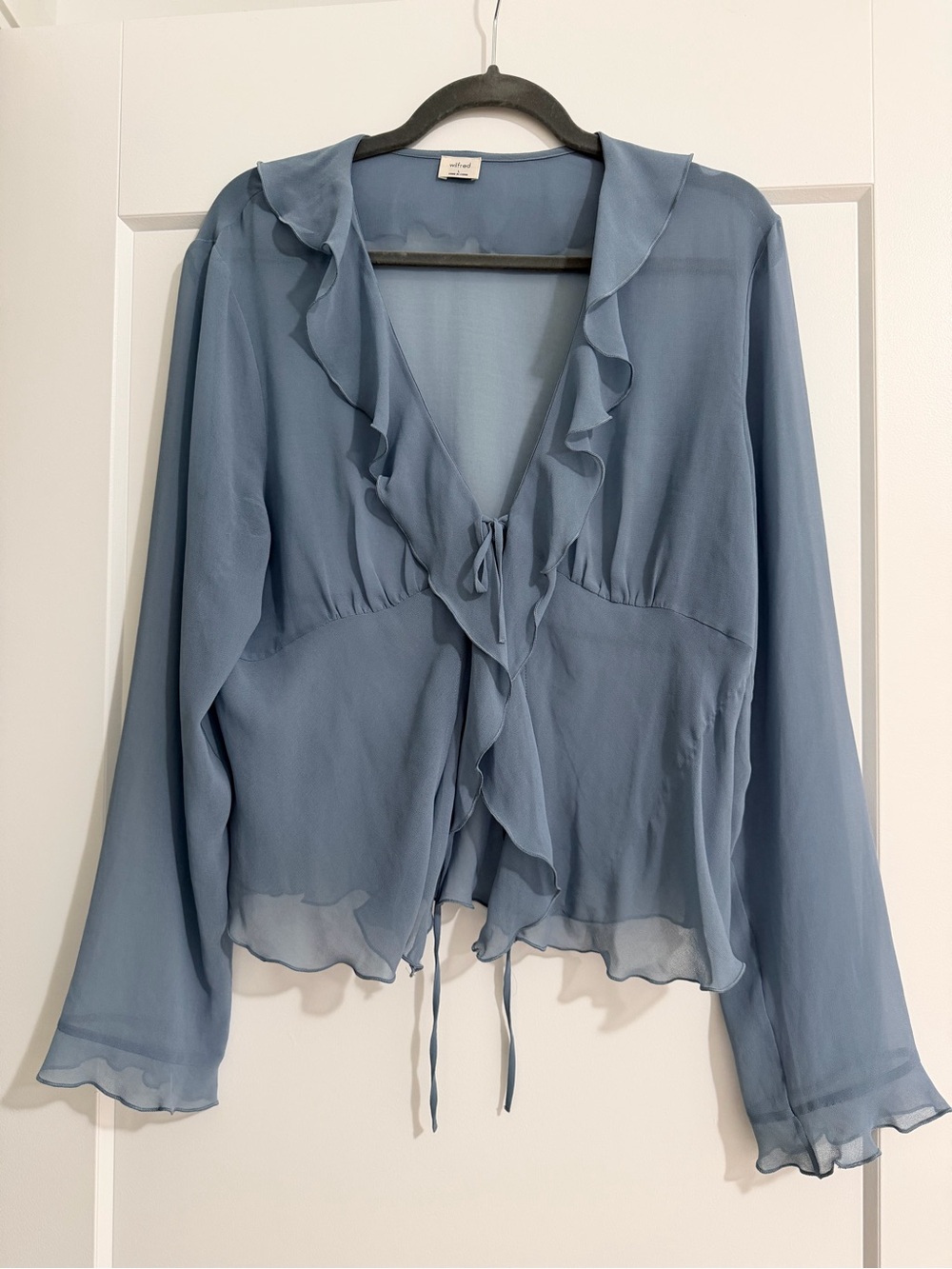 Wilfred Dusty Blue Ruffle Tie-Front Blouse